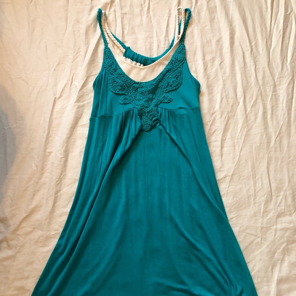 Teal and white dress